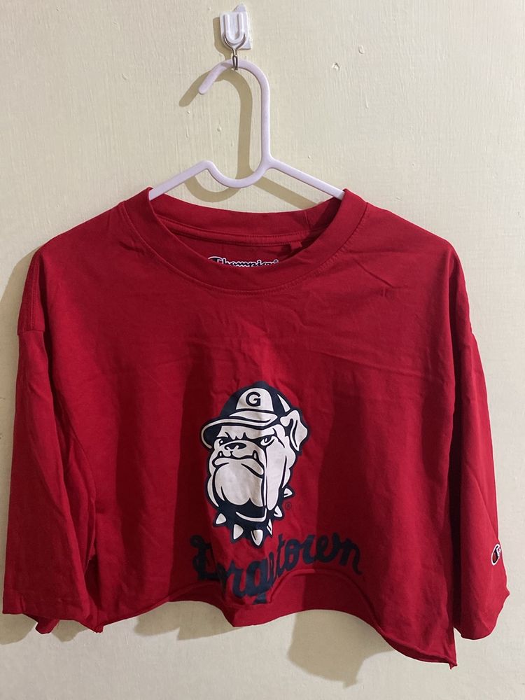 Red Crop T-shirt Frm CHAMPION
