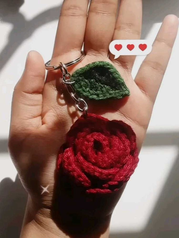Crochet Rose Keychain