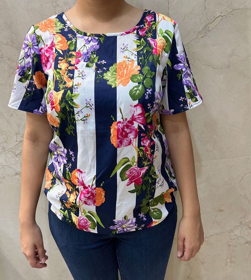 VERO MODA Floral Striped Top