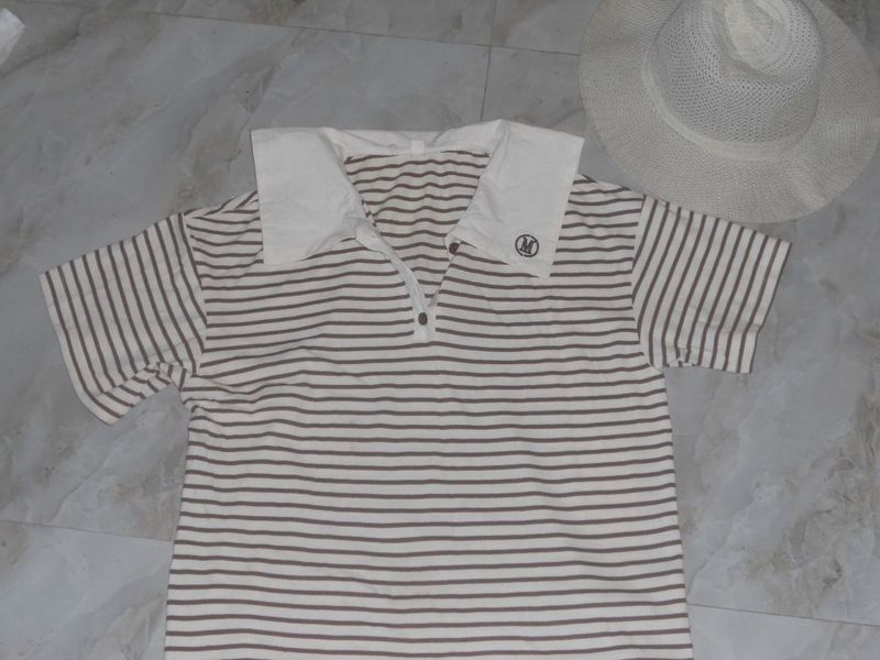 Striped Collared Polo Shirt