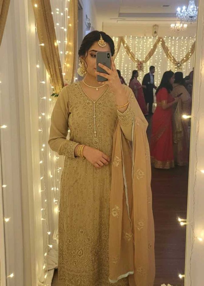 Elegant Golden Embroidered Kurti Set 📐