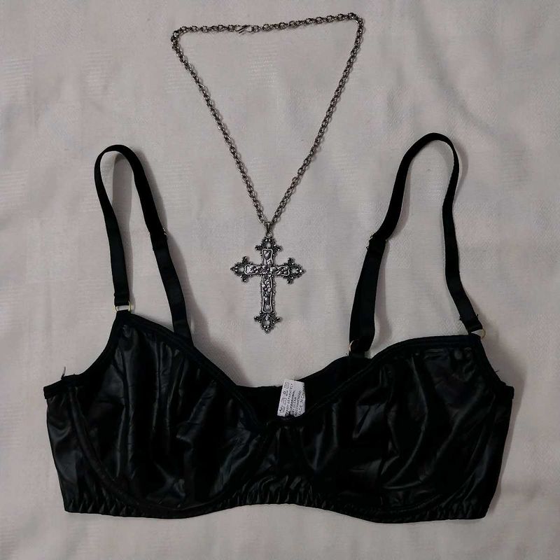 Hot Gothic Black Leather Bra