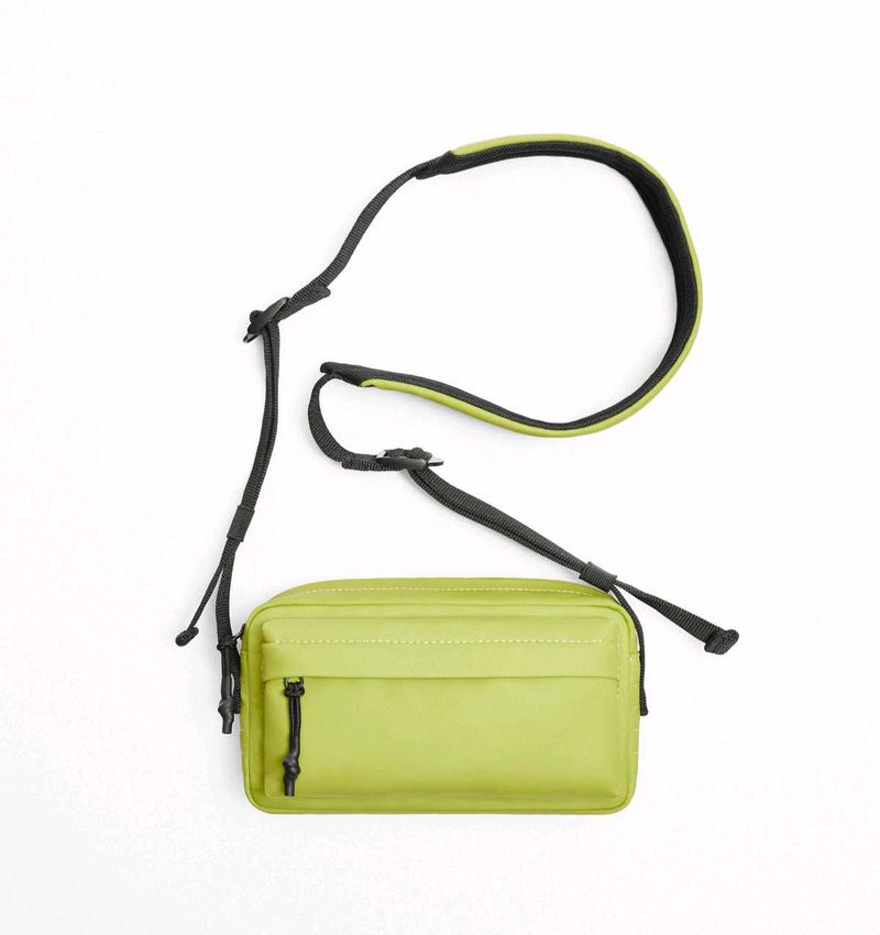 ZARA Neon Green Rubberised Crossbody Bag