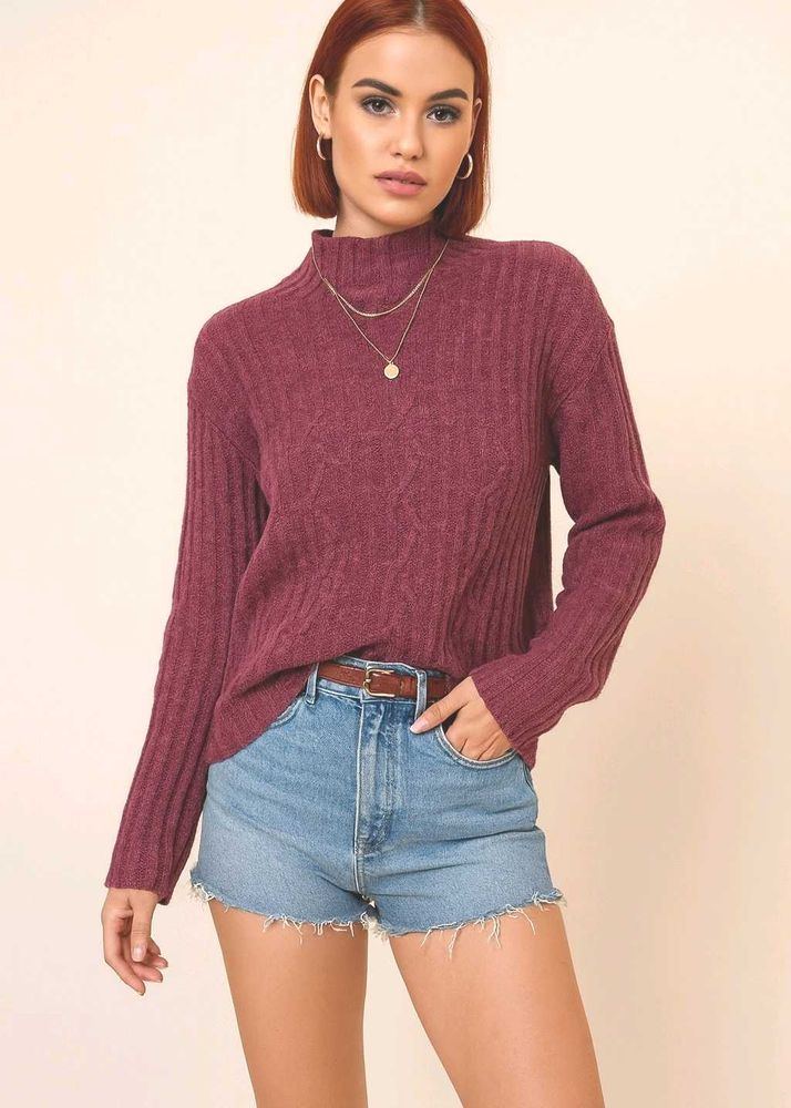 🎀 Imported Ribbed Knit Turtleneck A