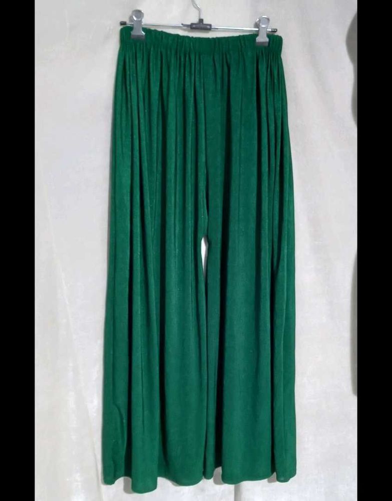 Free Size Stracheble Shiny Green Wide Leg Plazo