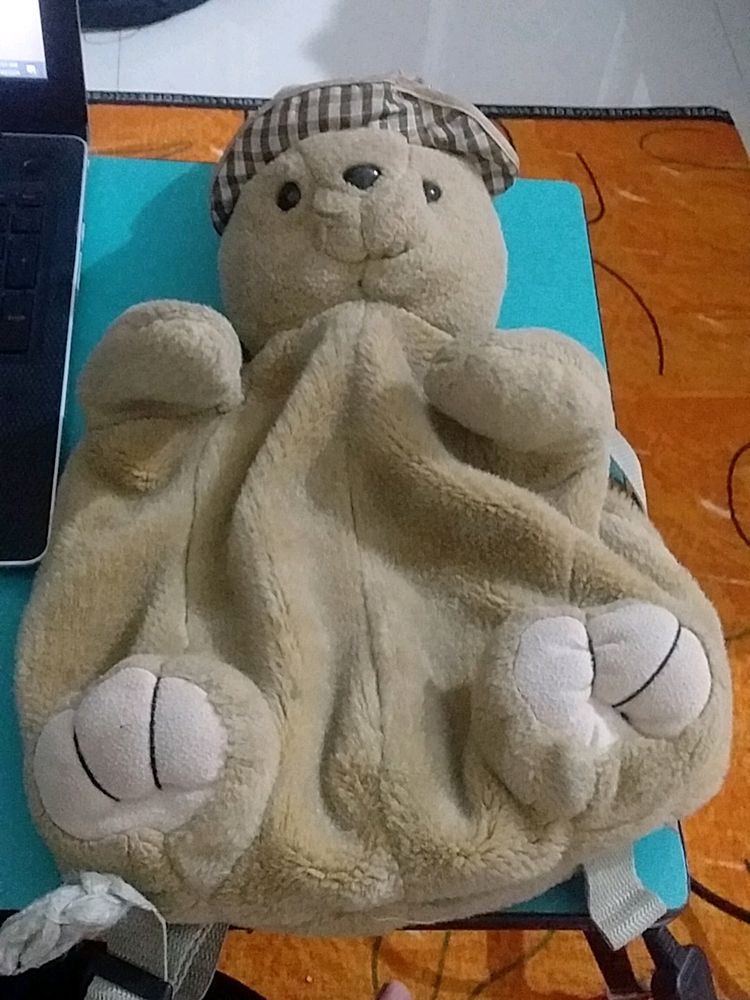 Vintage Plush Rabbit  Backpack Beige Fluffy