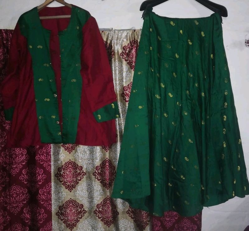 *Lahanga With Long Koti Kurti&#34;