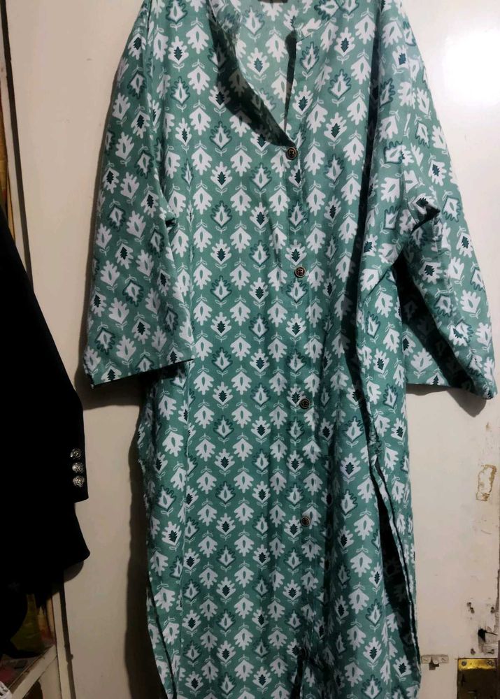 Green Printed Kurta | Size: XXL