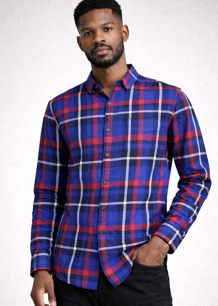 Highlander Men's Plaid Flannel Shirt, M Size