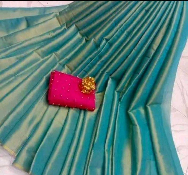 Elegant Teal Saree with Pink Blouse