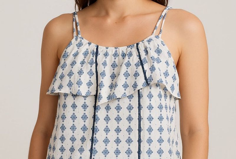 Printed Ruffle Tank Top
