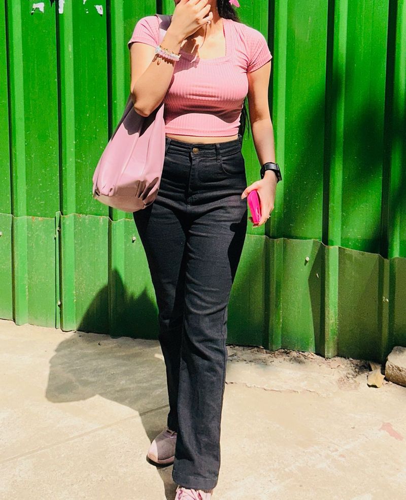 ZARA Light Pink  Crop Top | Free Size