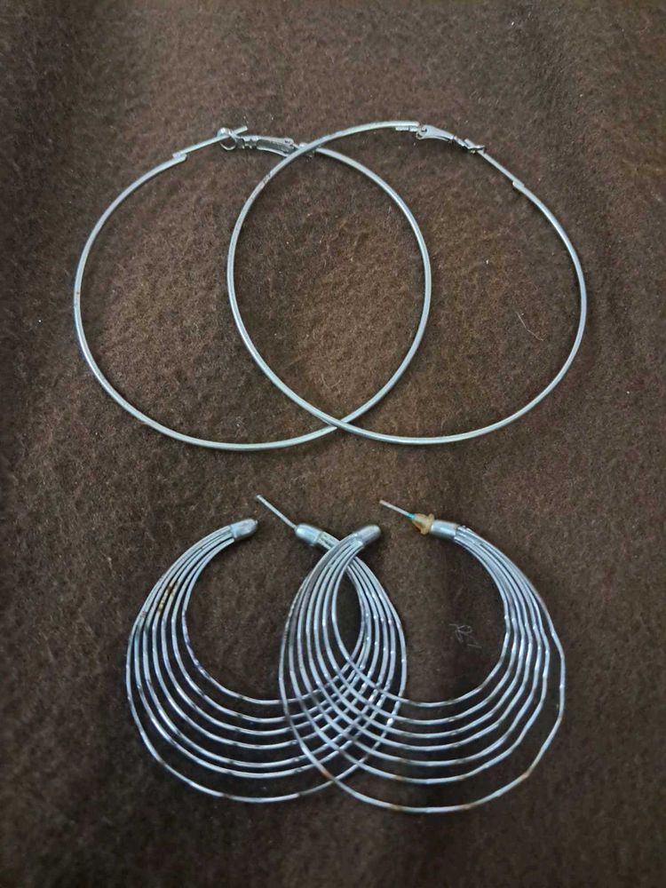 Silver Hoop Earrings Combo