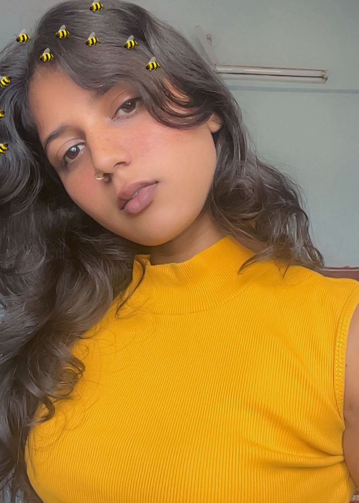 Yellow Ribbed Mock Neck Top