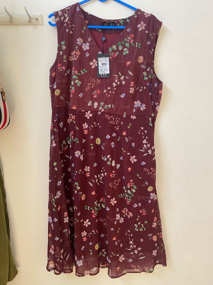 brown floral dress-Zink London