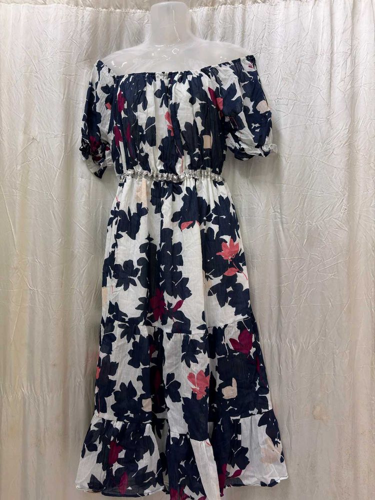 Floral Print Off-Shoulder Dress