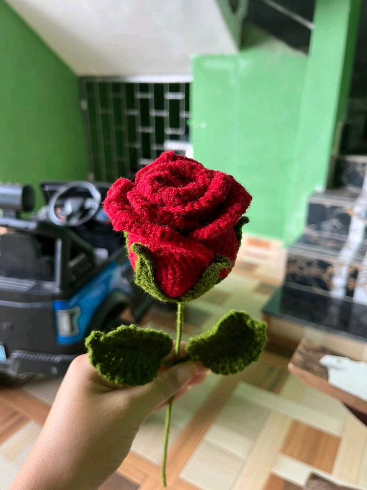 Crochet Red Rose