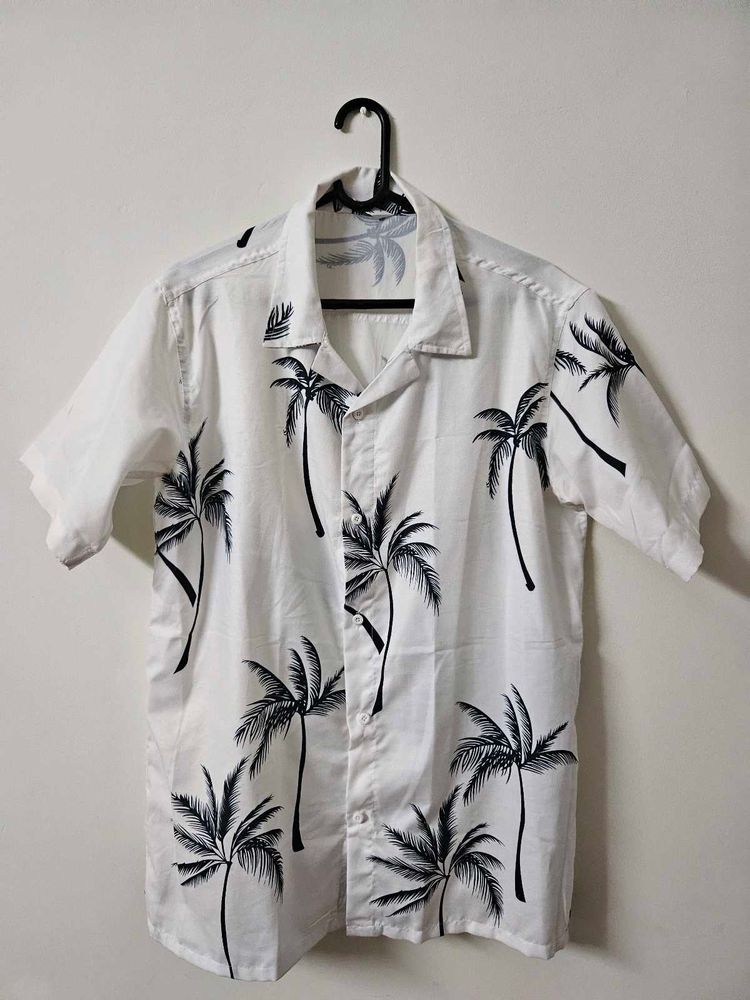 Beach Wear Half Sleeve Shirt-White