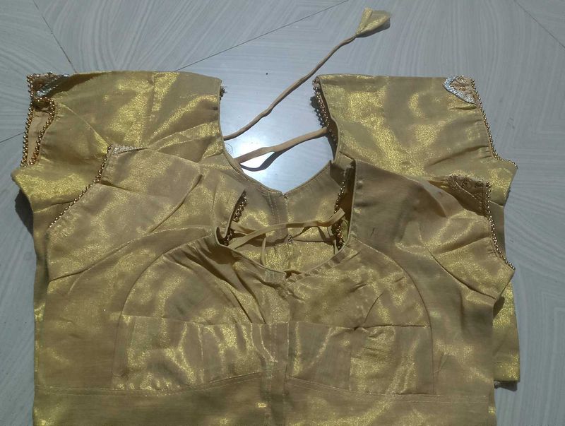 गोल्डन ब्लाउज सिंपल कॉटन।।।।।।। कॉटन फैब्रिक अस्तर