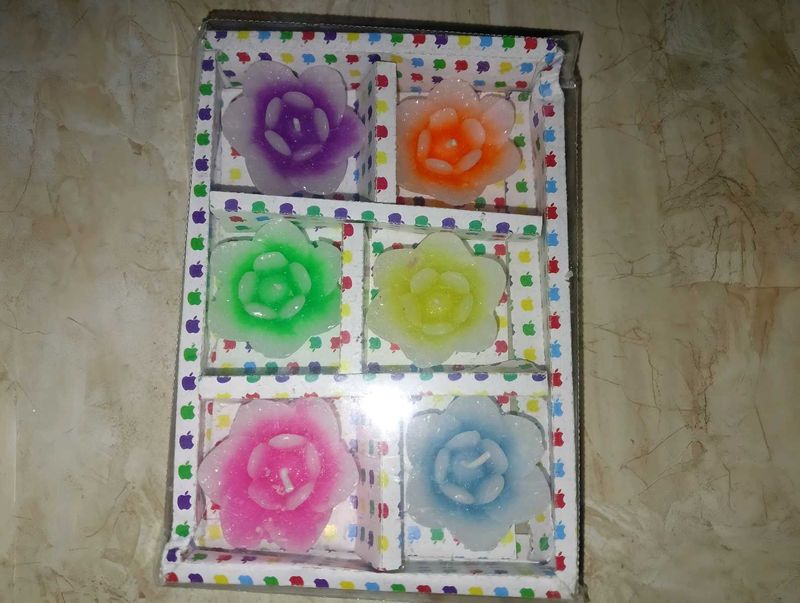 Floral Scented Diya Candles of 6Pcs