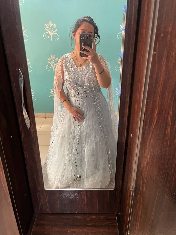 Elegant Silver Party Gown