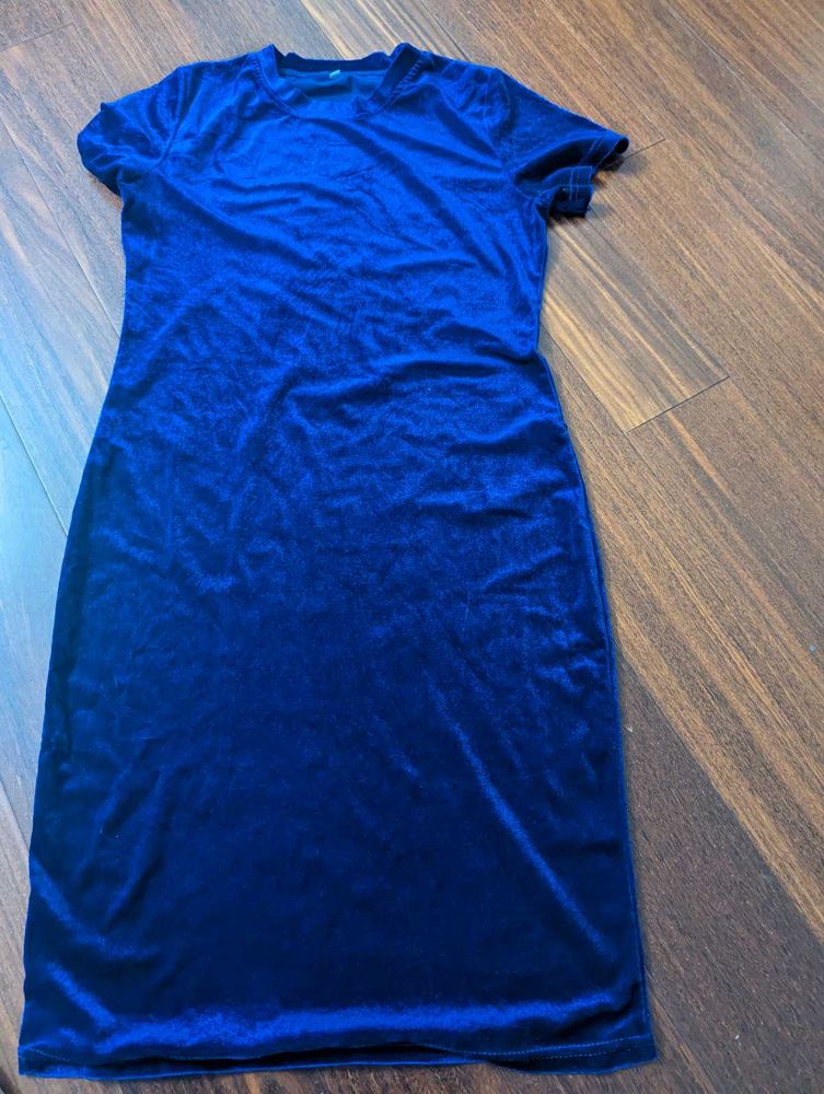Royal Blue Velvet Bodycon Dress