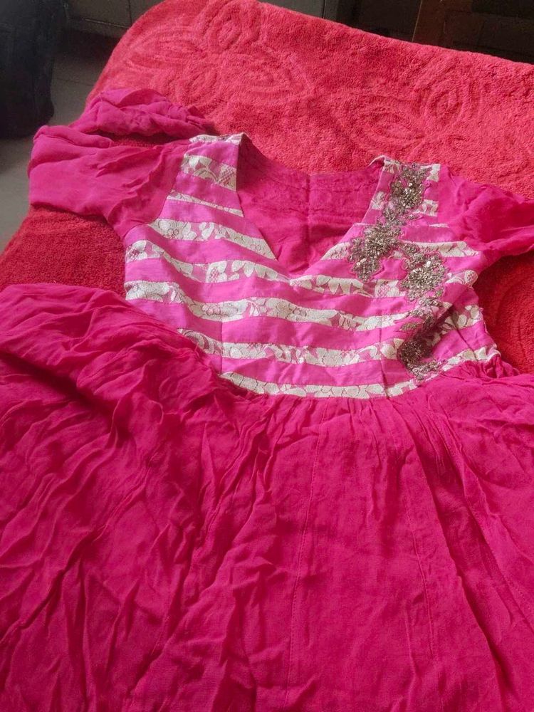 Pink Anarkali Dress - Festive Style