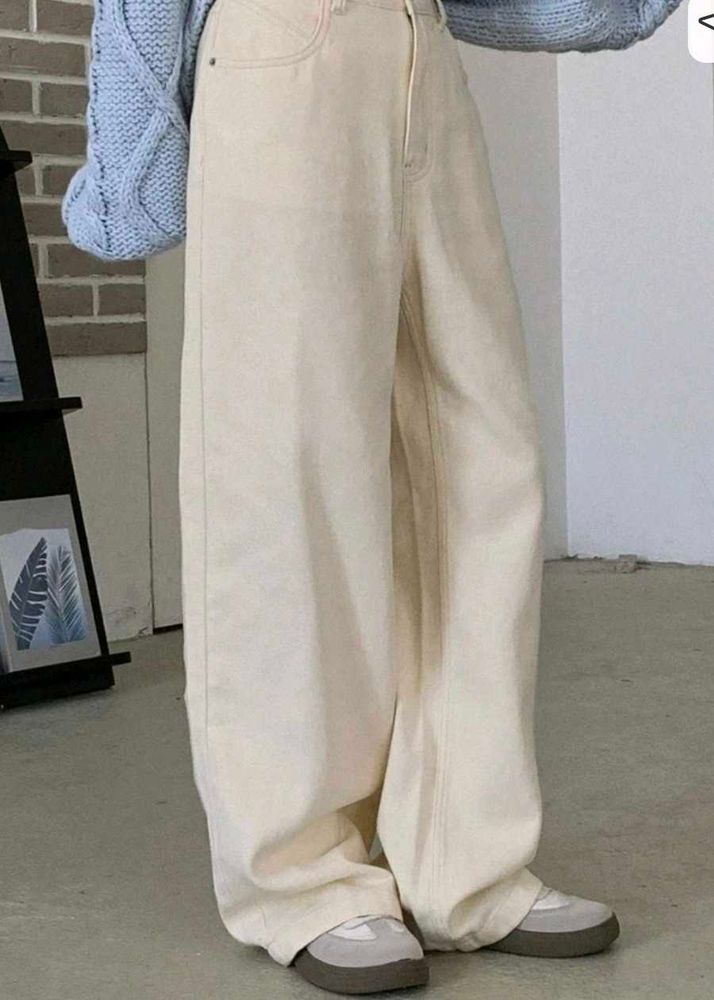 Wide Leg Beige Pants