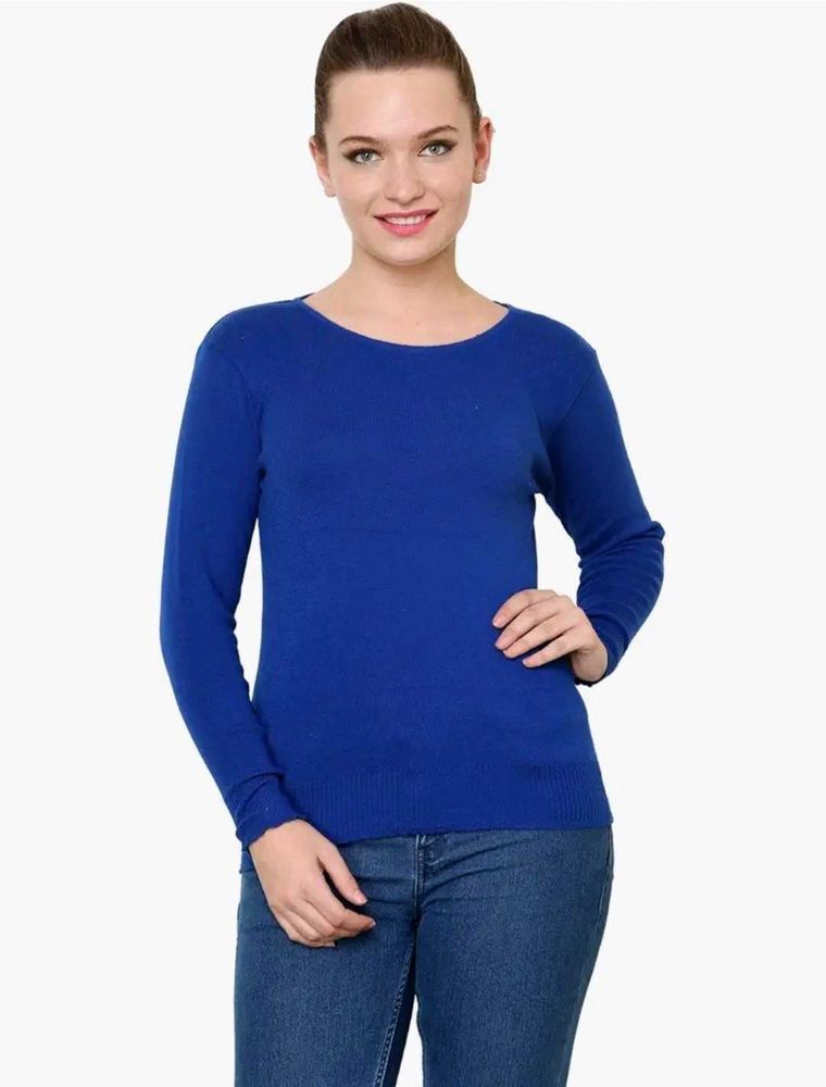 Blue Color Knitted Pull Over Sweater
