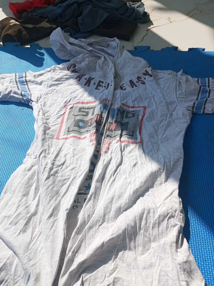 Graphic Print T-Shirt with Hoodie