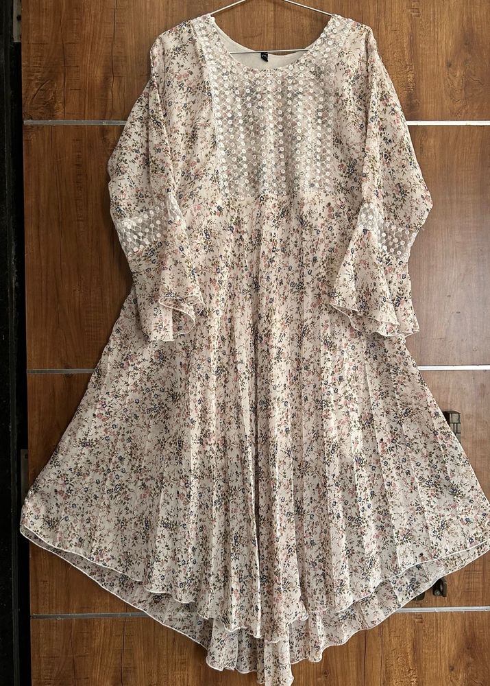 Flared Flower Print One Pice Or Kurti