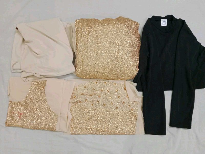 Wedding Sequin Saree + peticoat + unstitched Blous