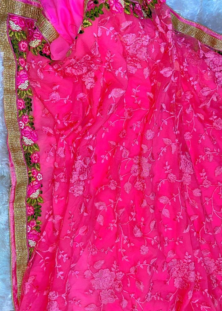 Gorgeous Pink Embroidered Saree