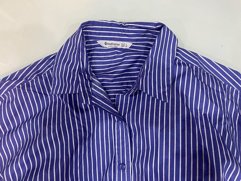 Blue Striped Collared Shirt