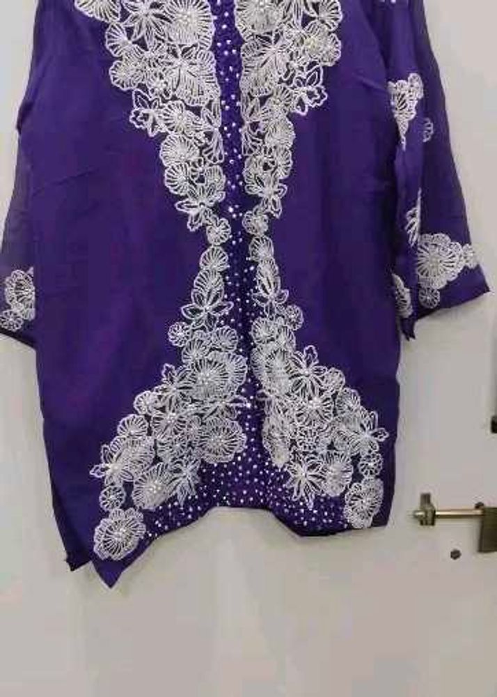 Purple Embroidered Dupatta