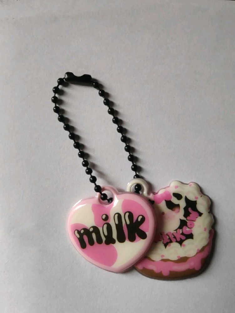 Milk Cow Cake Keychain Charm