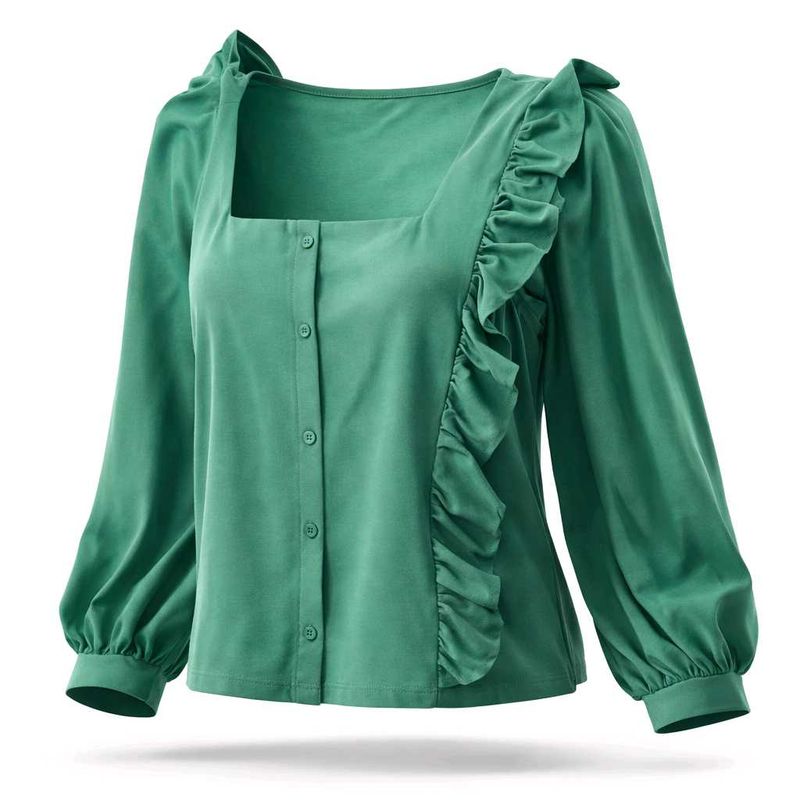 Ruffled Green Blouse