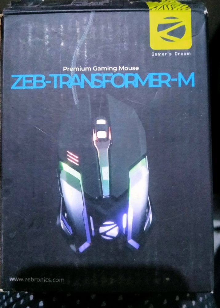 Zebronics Zeb Transformer M Gaming Mouse 3200 Dpi 6 Button Mouse Black Braided Cable