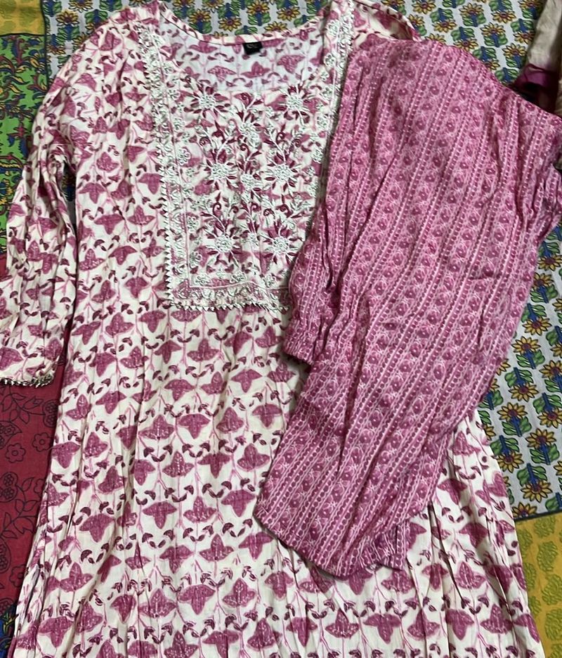 Pink Printed Kurta Set