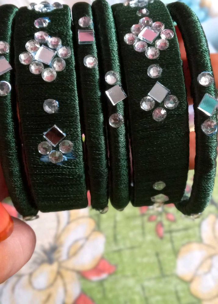 Silk Thread Bangles With Stone ✨️💛💖