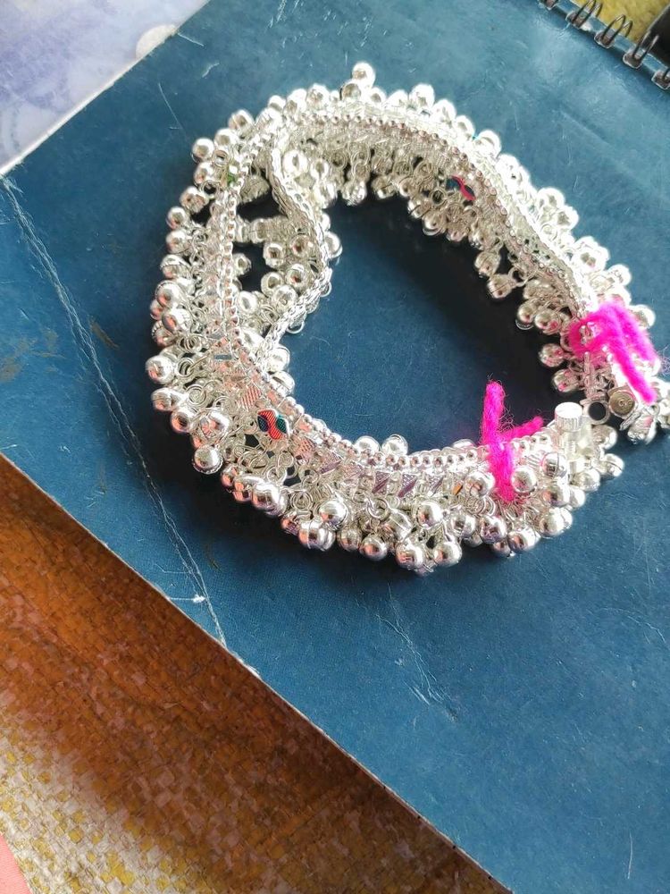 Silver Anklet with Tiny Bells
