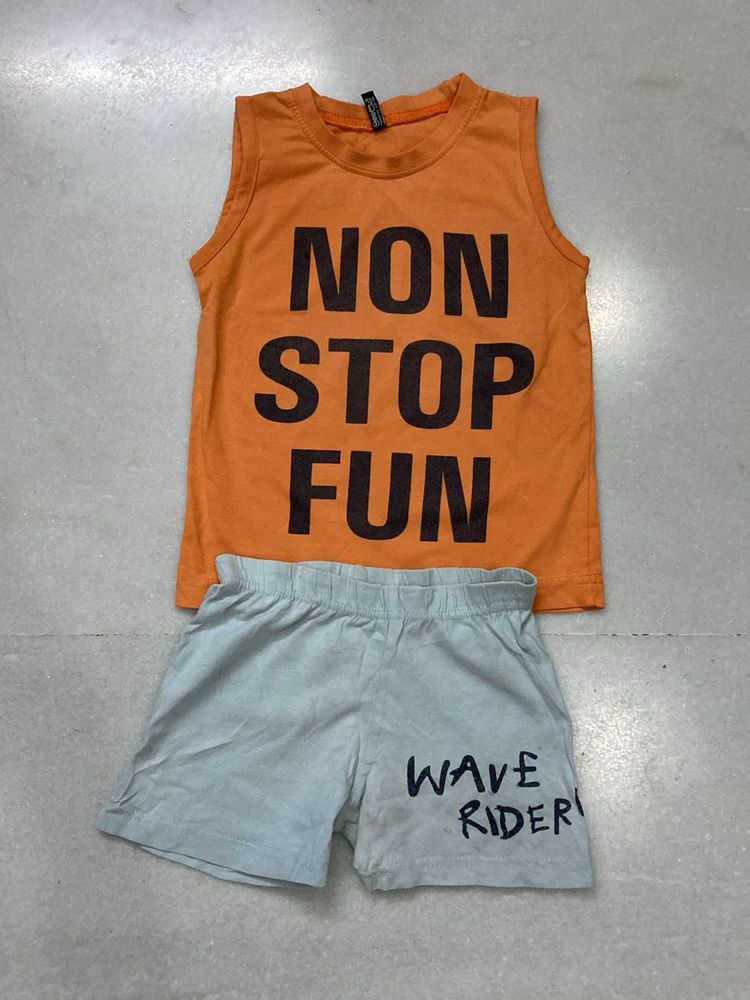 Sleeveless T shirt And Short For Boy 2-4 Yr