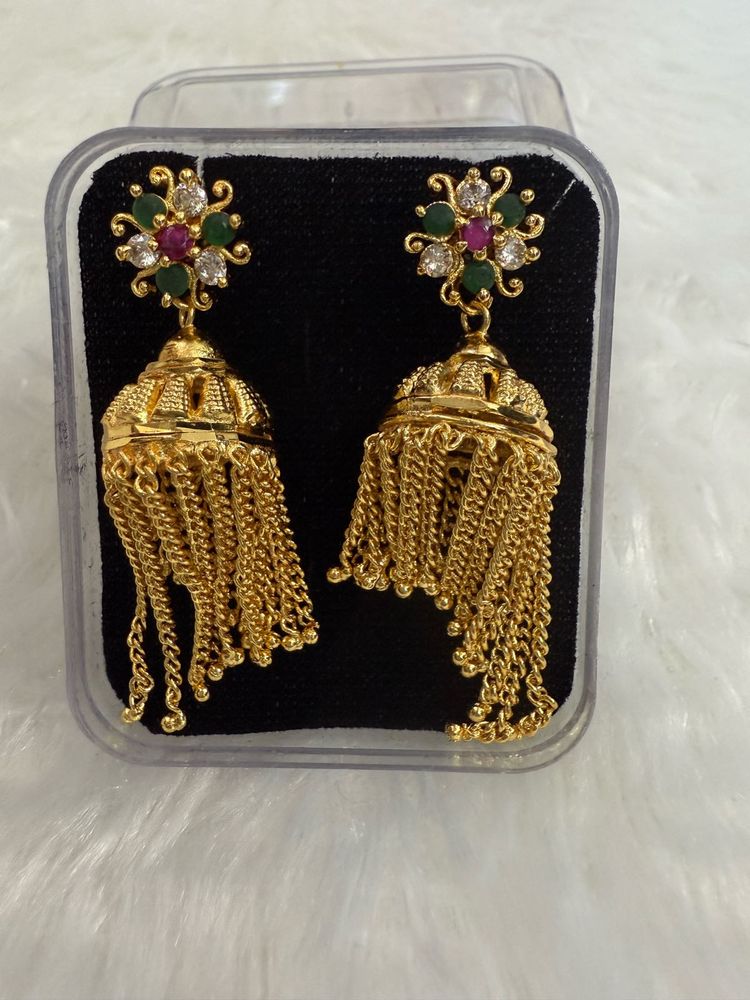 Gold Jhumka Earrings