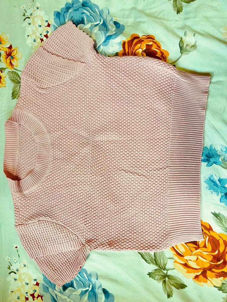 Pink Textured Crop Top