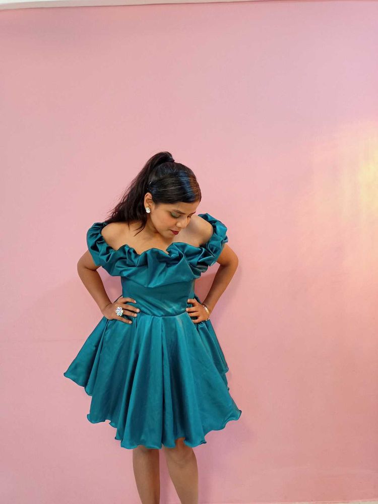 Off Shoulder Green Dress