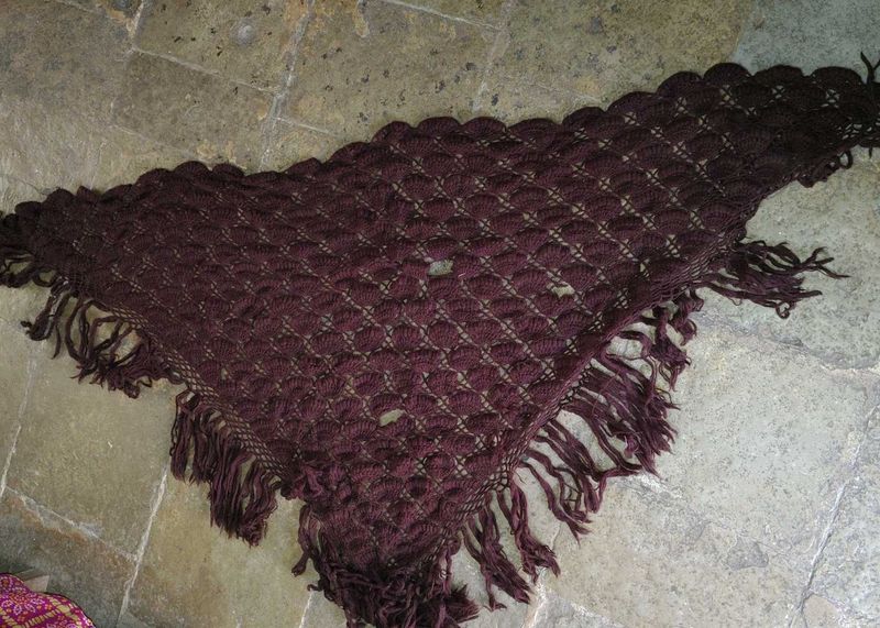 Burgundy Shawl with Fringe