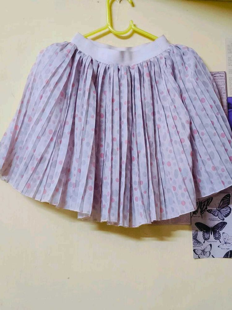 Pleated Polka Dot Mini Skirt