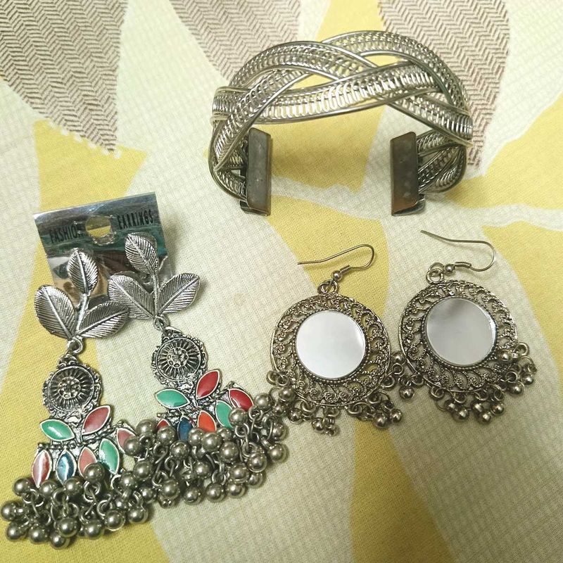 Boho bracelet and oxidised earrings