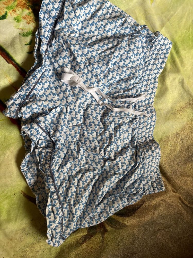 Blue Patterned Shorts