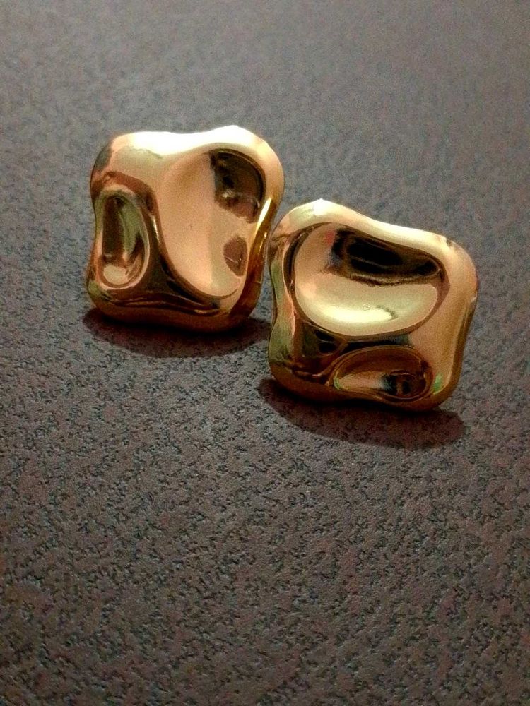 Abstract Gold Stud Earrings